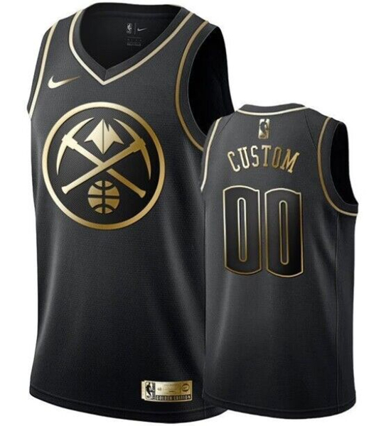 Men's Denver Nuggets Active Player Custom Black Gold Swingman Limited Edition Stitched Basketball Jersey